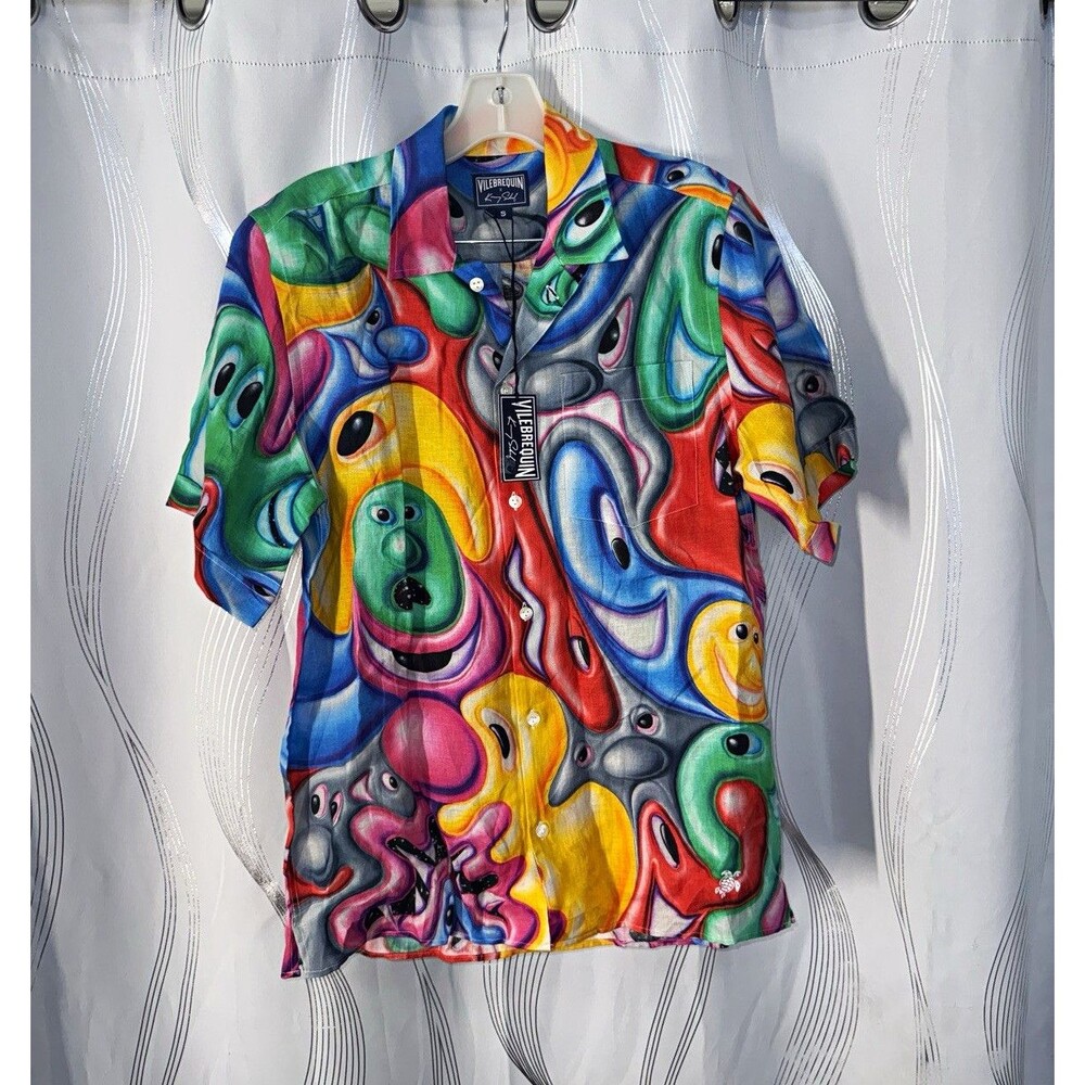 Vilebrequin Men's Kenny Scharf Graphic Linen Button-Up Shirt S